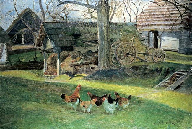 Zagroda, 1910 R. Oil Painting by Adam Kratochwila