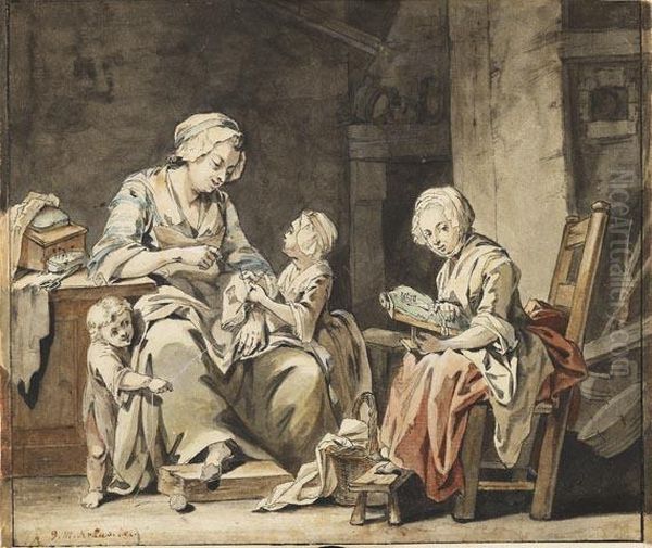 Die Erziehung Der Madchen Und Knaben Oil Painting by Georg Melchior Kraus