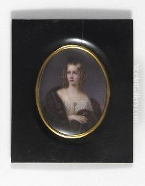 Bildnis Einer Jungen Dame Mit Pelzverbramtem Umhang. Oil Painting by Johann Wenzel Kraus