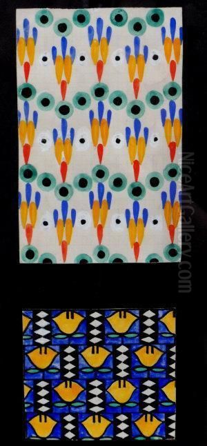 Textile Designs Oil Painting by Carl Krenek