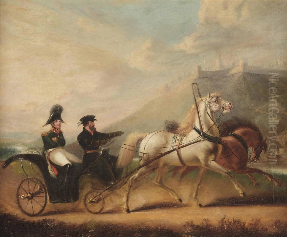 Napoleon In A Horse Ridden Carriage Oil Painting by Cornelius David Krieghoff