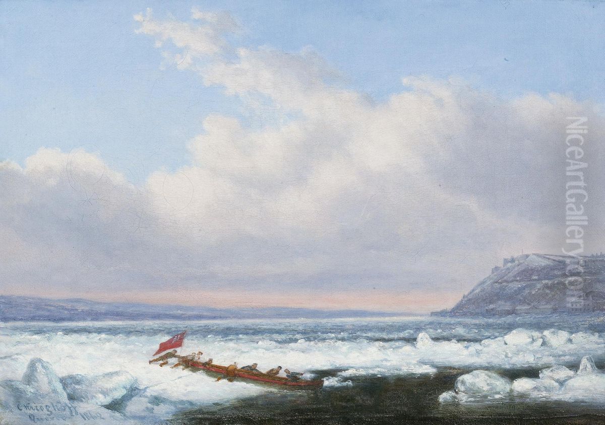 Crossing The St. Lawrence Oil Painting by Cornelius David Krieghoff