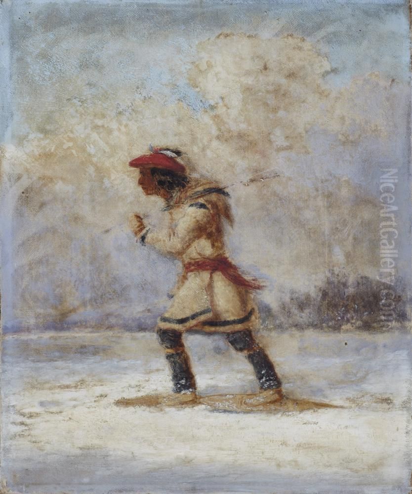 A Moccasin Seller Oil Painting by Cornelius David Krieghoff