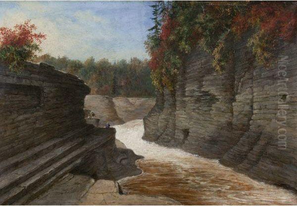 River Gorge, Autumn Oil Painting by Cornelius David Krieghoff