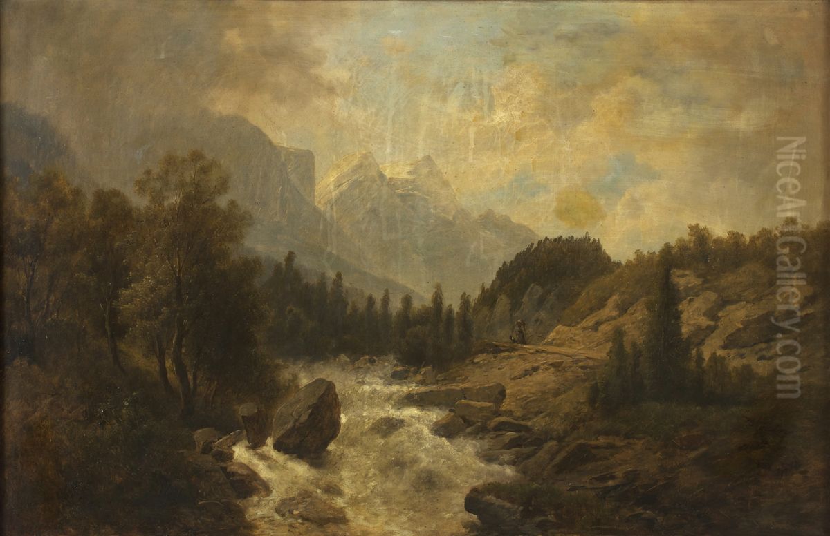 Waldlandschaft Oil Painting by Josef Nikolaus Kriehuber