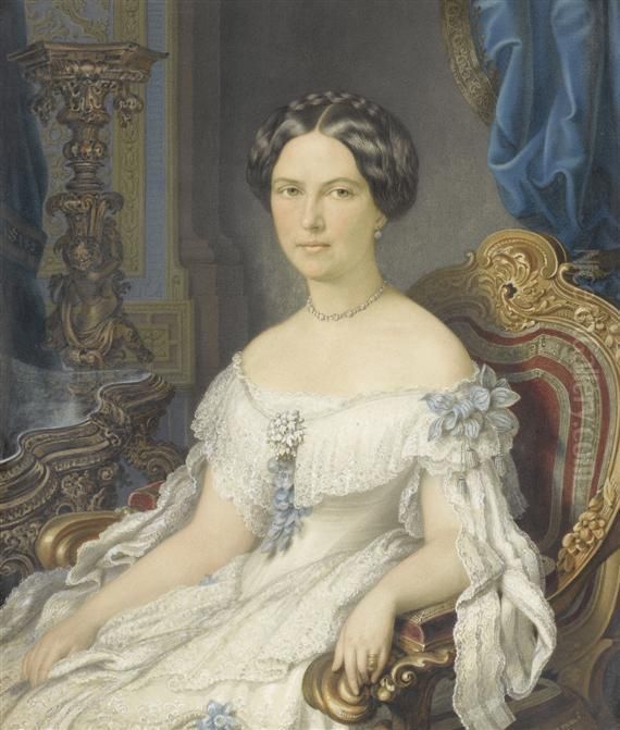 Portrait Of Cosima Liszt Oil Painting by Carl Johann Kruger