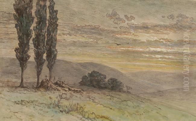 Charcoal And Watercolour Oil Painting by Eugene Kruger