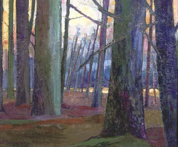 A Forest Oil Painting by Jan Kruysen