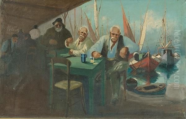 At The Tavern Oil Painting by Andreas Krystallis