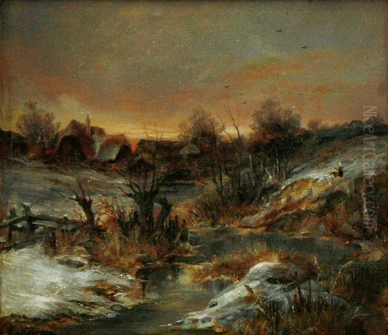 Winterabend Oil Painting by Erich Kubierschky