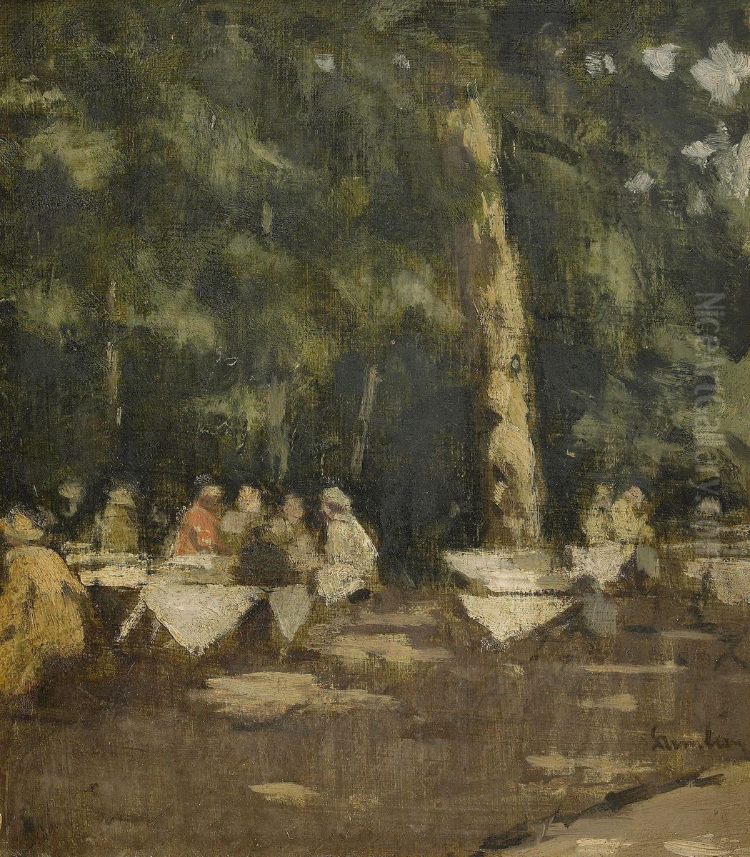 Parkcafeet Oil Painting by Akke Kumlien