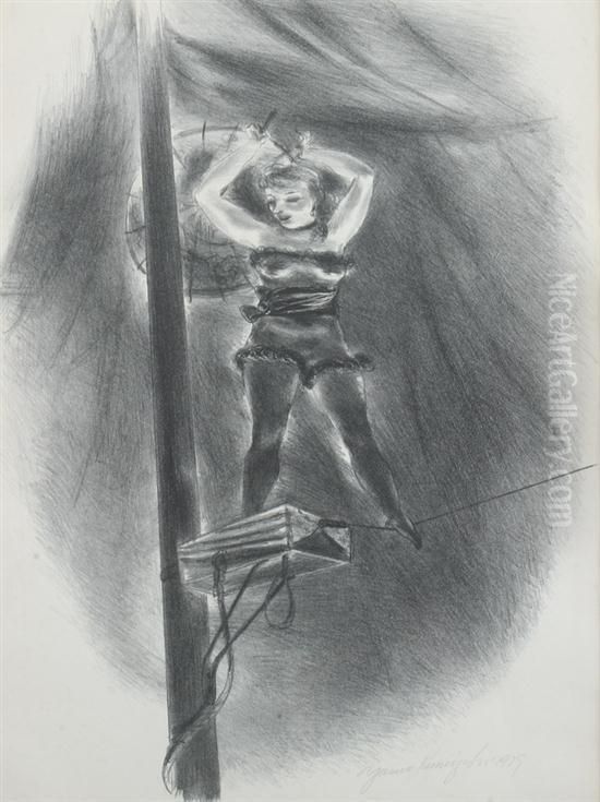 Wire Performer Oil Painting by Yasuo Kuniyoshi