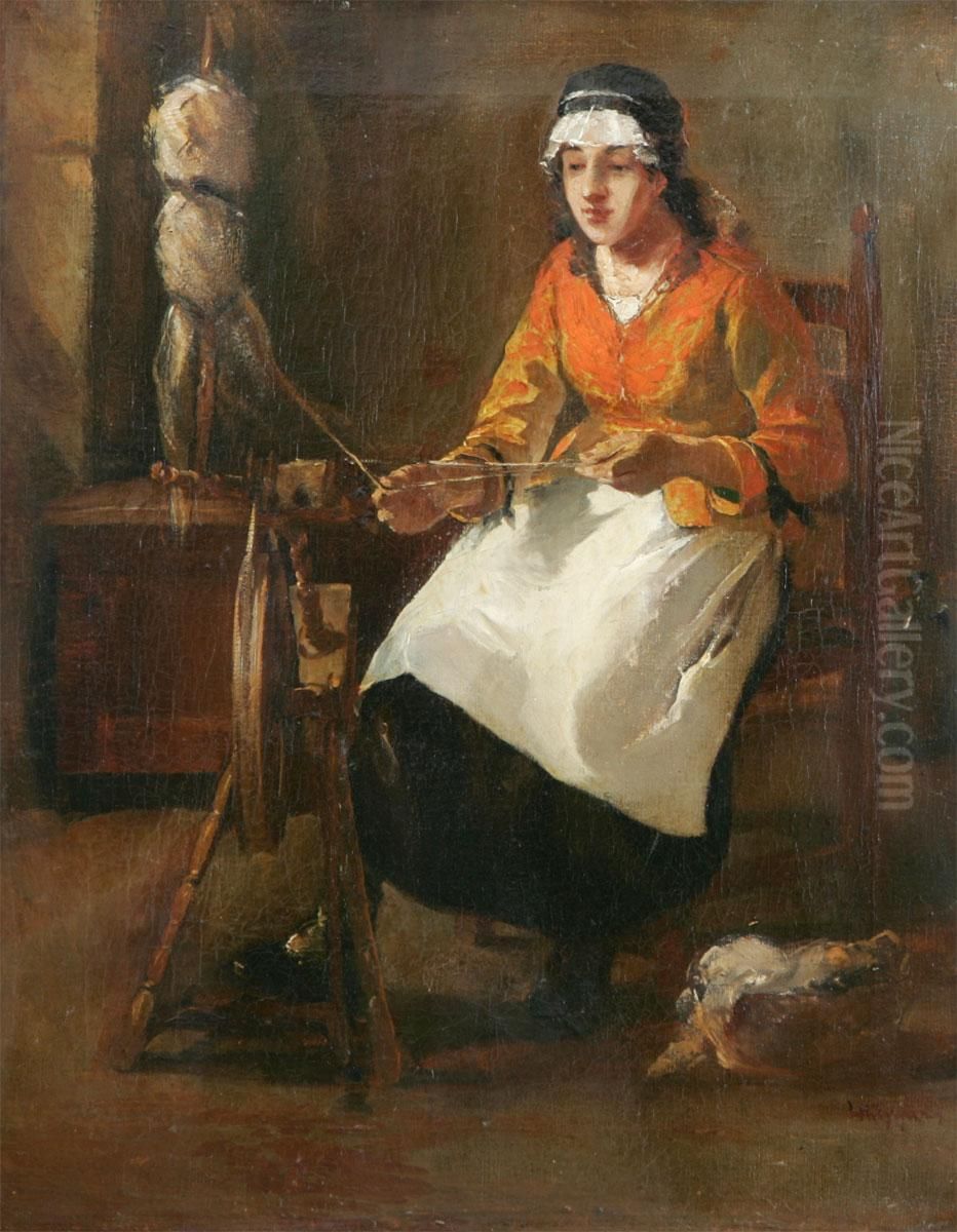 Spinnerska Oil Painting by Leo Kuppers