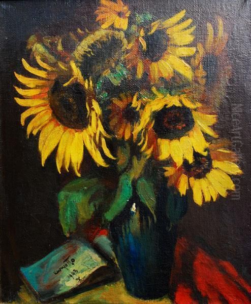 Sloneczniki Oil Painting by Czeslaw Kuryatto