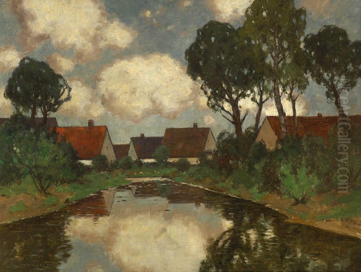 Dorfbach Oil Painting by Carl Kustner