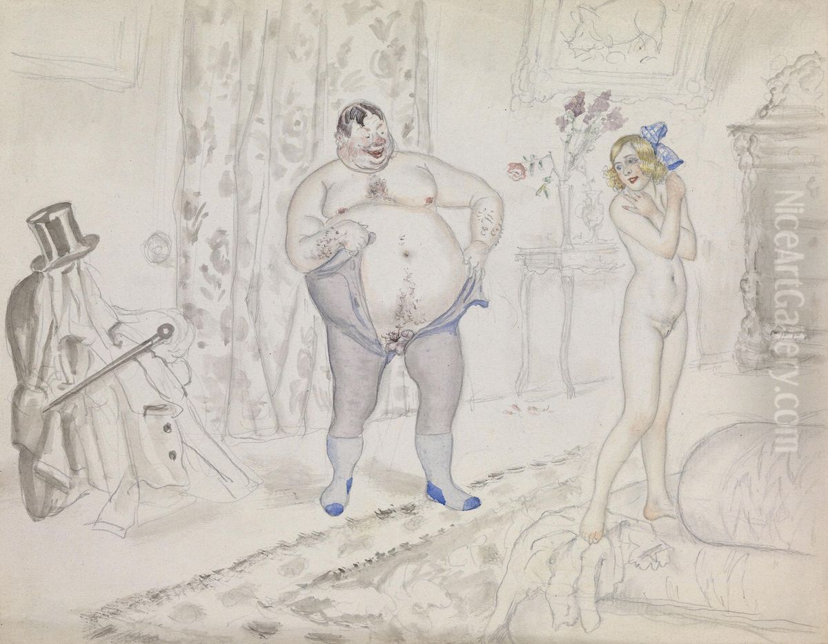 Late Night Rendezvous Oil Painting by Boris Kustodiev