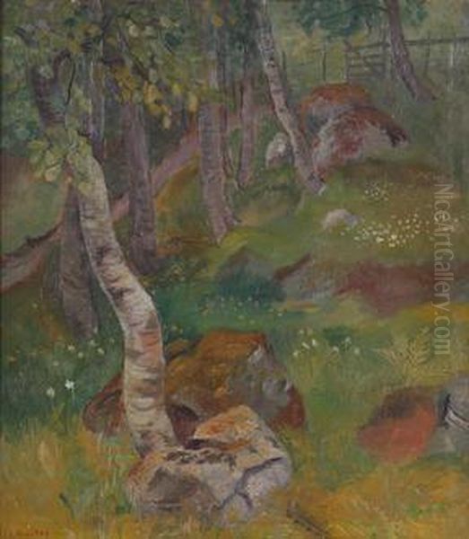 Skogslandskap Oil Painting by Elliot Kvalstad