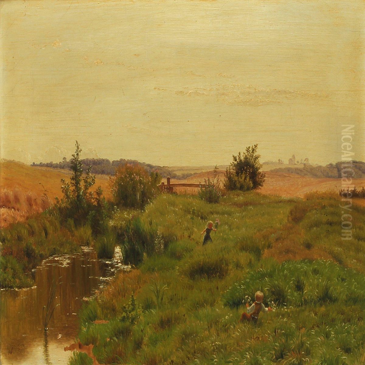 Children Playing In The Meadow Oil Painting by Vilhelm Kyhn