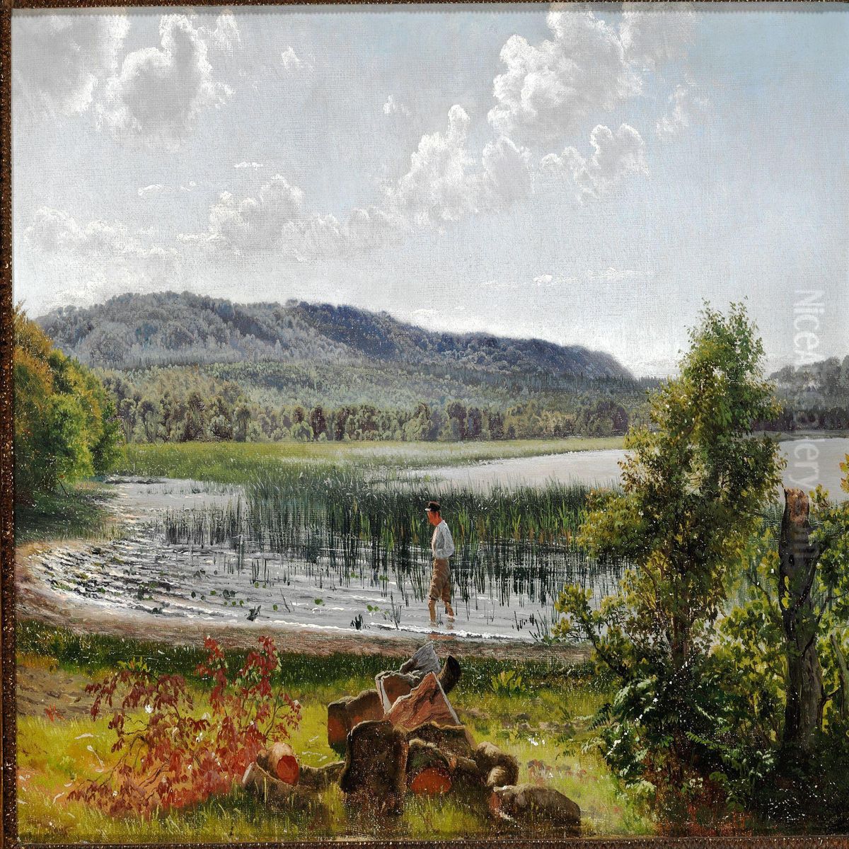 Sommerdag Ved Himmelbjerget, Alling Aa Oil Painting by Vilhelm Kyhn