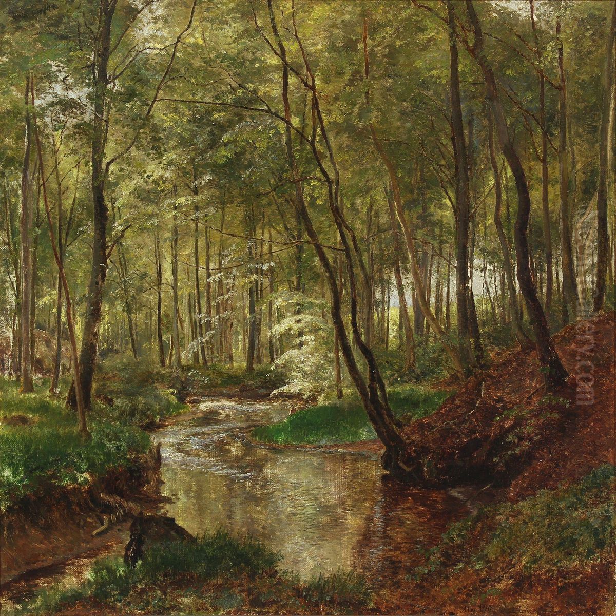 Forest With Stream Oil Painting by Janus Andreas Bartholin La Cour