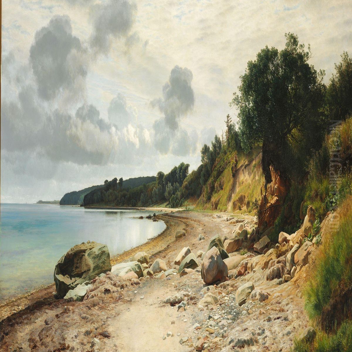 Sommerdag Ved Stranden Oil Painting by Janus Andreas Bartholin La Cour