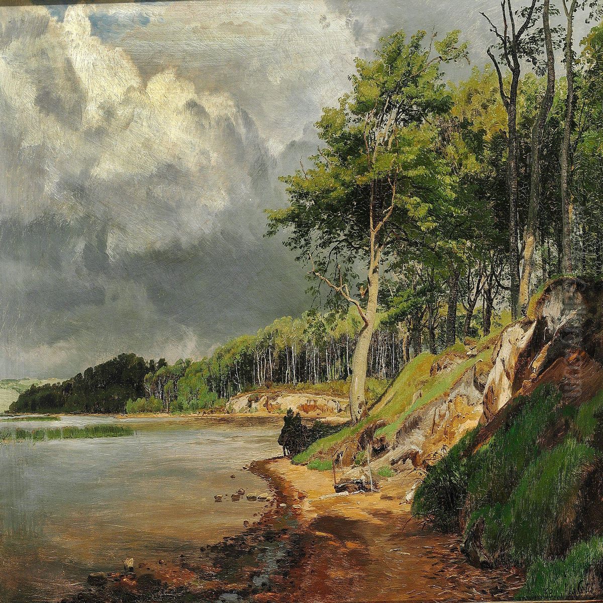 Trees Growing On The Waterside Oil Painting by Janus Andreas Bartholin La Cour