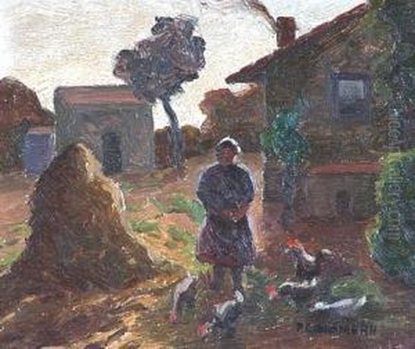 Paisaje Con Figura Oil Painting by Fortunato Lacamera