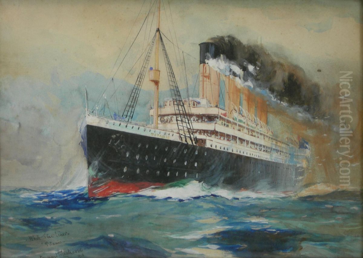 White Star Liner 'titanic' Oil Painting by Bernard Lachevre