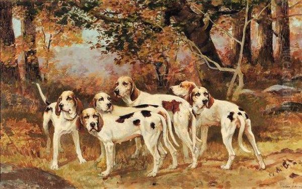 Les Chiens De Meute Oil Painting by Tristan L. Jules Lacroix