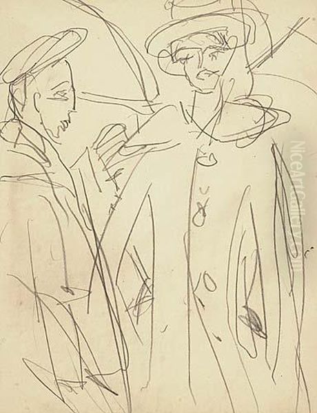 Strasenszene Oil Painting by Ludolf Ernst Andreas Lafontaine