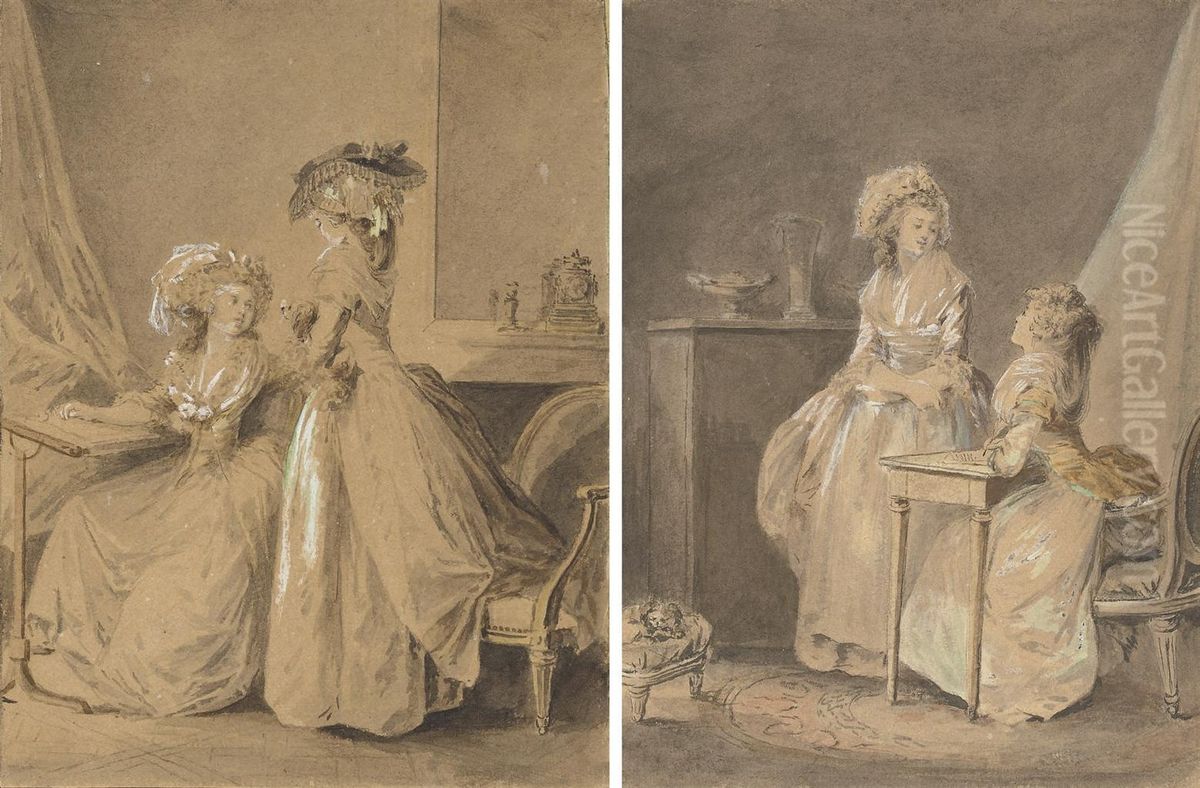 La Confidence; And Ho' Le Joli Petit Chien Oil Painting by Niklaslavreince Ii Lafrensen