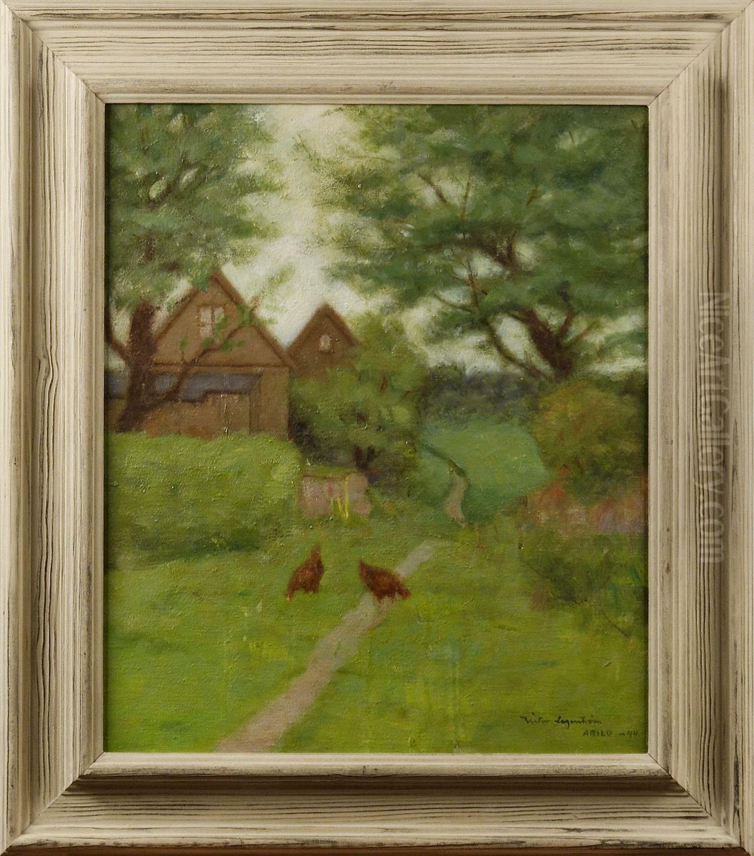 Pickande Hons - Arild Oil Painting by Victor Lagerstrom