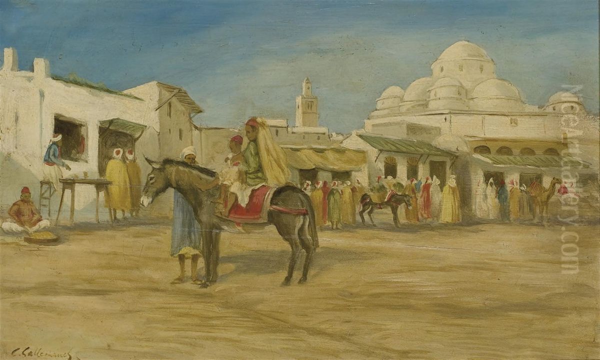 Mosquee De Sidi Mehrez, Tunis Oil Painting by Charles Lallemand