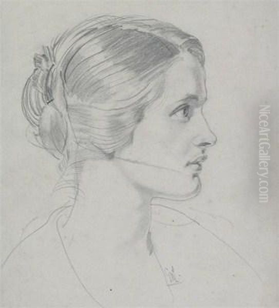 Study Of A Woman In Profile Oil Painting by George Lambert