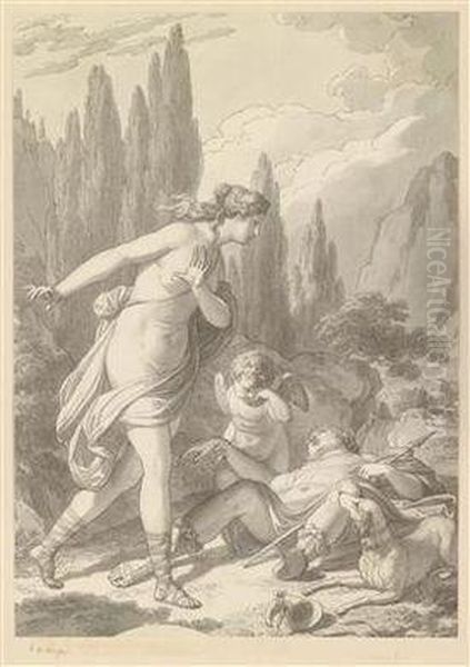 Venus And Adonis Oil Painting by Johann Baptist the Elder Lampi