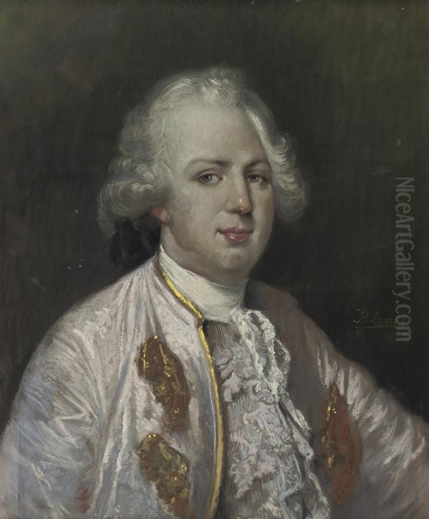 A Portrait Of A Gentleman, Half-length, Possibly King Louis Xvi, Wearing A Jacket Decorated With White Lace Oil Painting by Johann Baptist the Elder Lampi