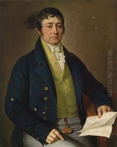 Portrait Ofa Lady With A Cashmere Shawl Oil Painting by Johann Baptist the Elder Lampi