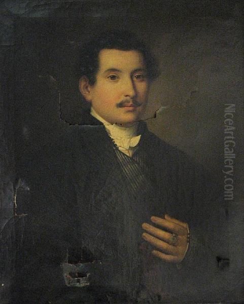 A Portrait Of A Gentleman, Half-length Oil Painting by Johann Baptist the Elder Lampi