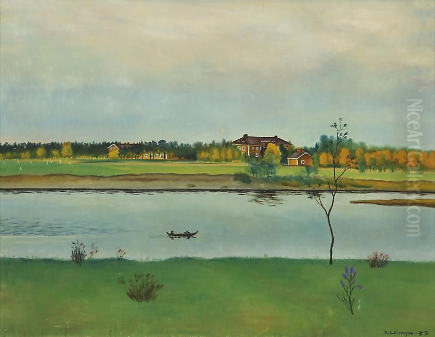 Greuksen Tila Siikajoella (pohjois-pohjanmaanmaamieskoulu) Oil Painting by Vilho Lampi