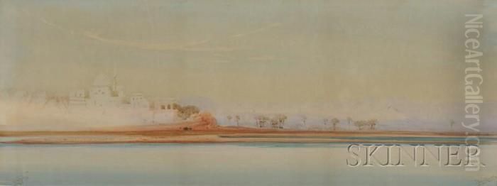 Ruins At Karnak Oil Painting by Augustus Osborne Lamplough