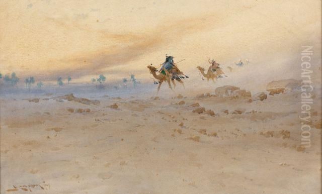 Caravane Dans Le Desert Oil Painting by Augustus Osborne Lamplough