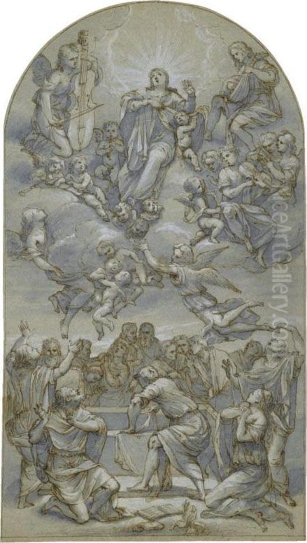 The Assumption Of The Virgin Oil Painting by Giovanni Battista Lampugnani