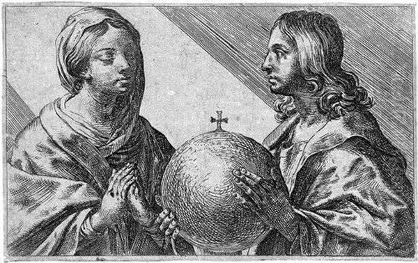 Jesus Und Maria Mit Der Weltkugel Oil Painting by Lodovico Lana