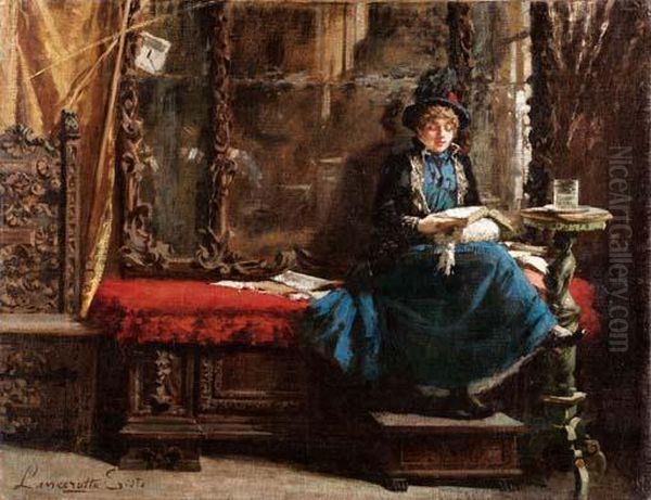 La Lettrice Oil Painting by Egisto Lancerotto