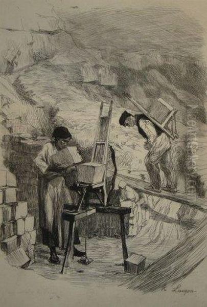 Ouvriers A Orsay Oil Painting by Auguste Lancon