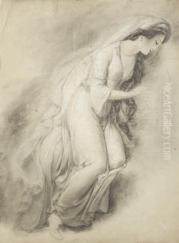 Etude Pour La Figure De Haidee Dans <la Mort De Don Juan> Oil Painting by Joseph Ferdinand Lancrenon