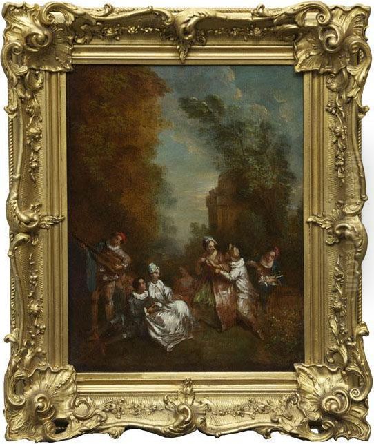 The Conversation Galante Oil Painting by Nicolas Lancret