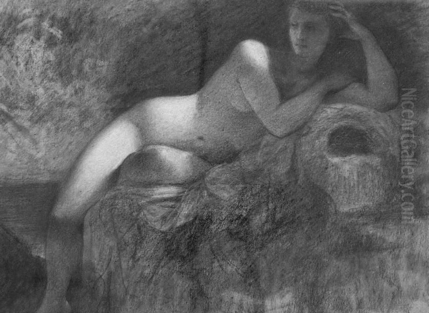 La Nymphe De Fontana. Oil Painting by Charles Zacharie Landelle