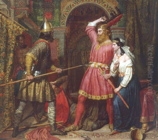 Assassination Of Alboin, King Of The Lombards Oil Painting by Charles Landseer