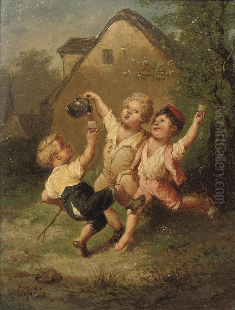 Au Vin Doux Oil Painting by Francois Louis Lanfant de Metz